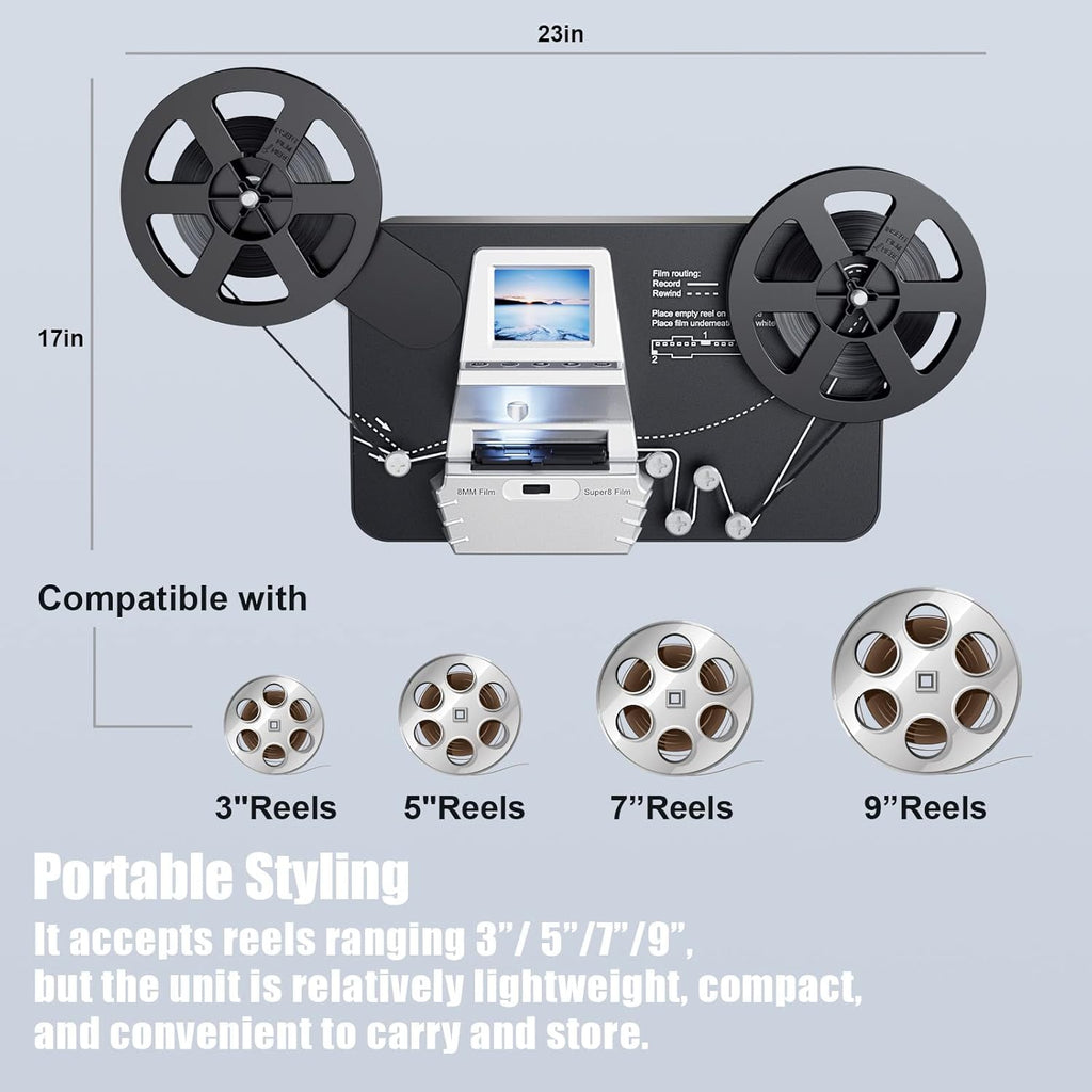 8mm & Super 8 Reels to Digital Film Scanner Converter with 2.4 Screen L22707