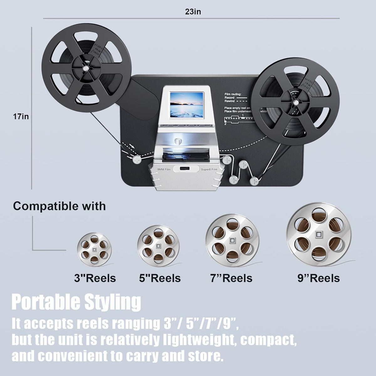 8mm & Super 8 Reels to Digital Film Scanner Converter with 2.4 Screen L22707