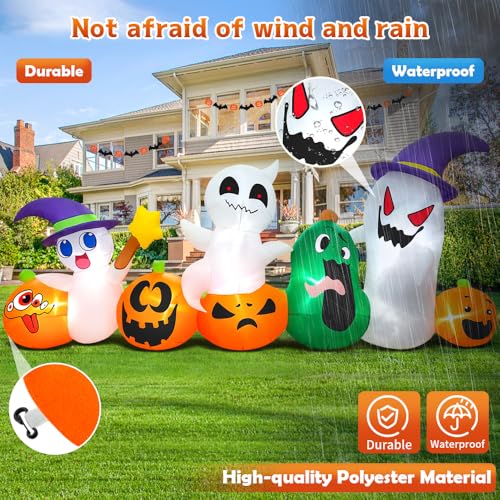 8 FT Inflatable Ghost with Pumpkin Led Light X7557