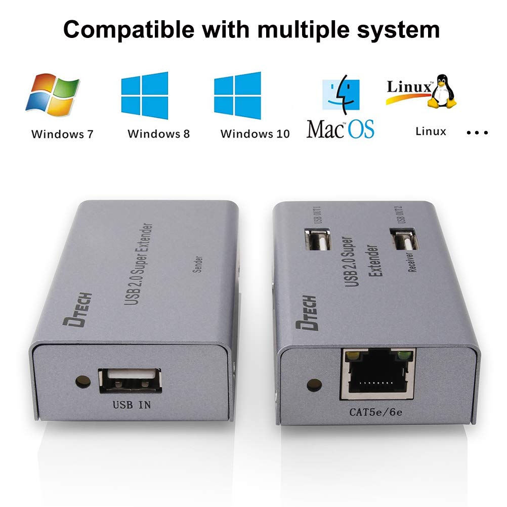 50m Multiport USB Extender Over Ethernet Cat5 Cat6 Cable with 4 USB Expansion Port Data Hub Power Adapter P969