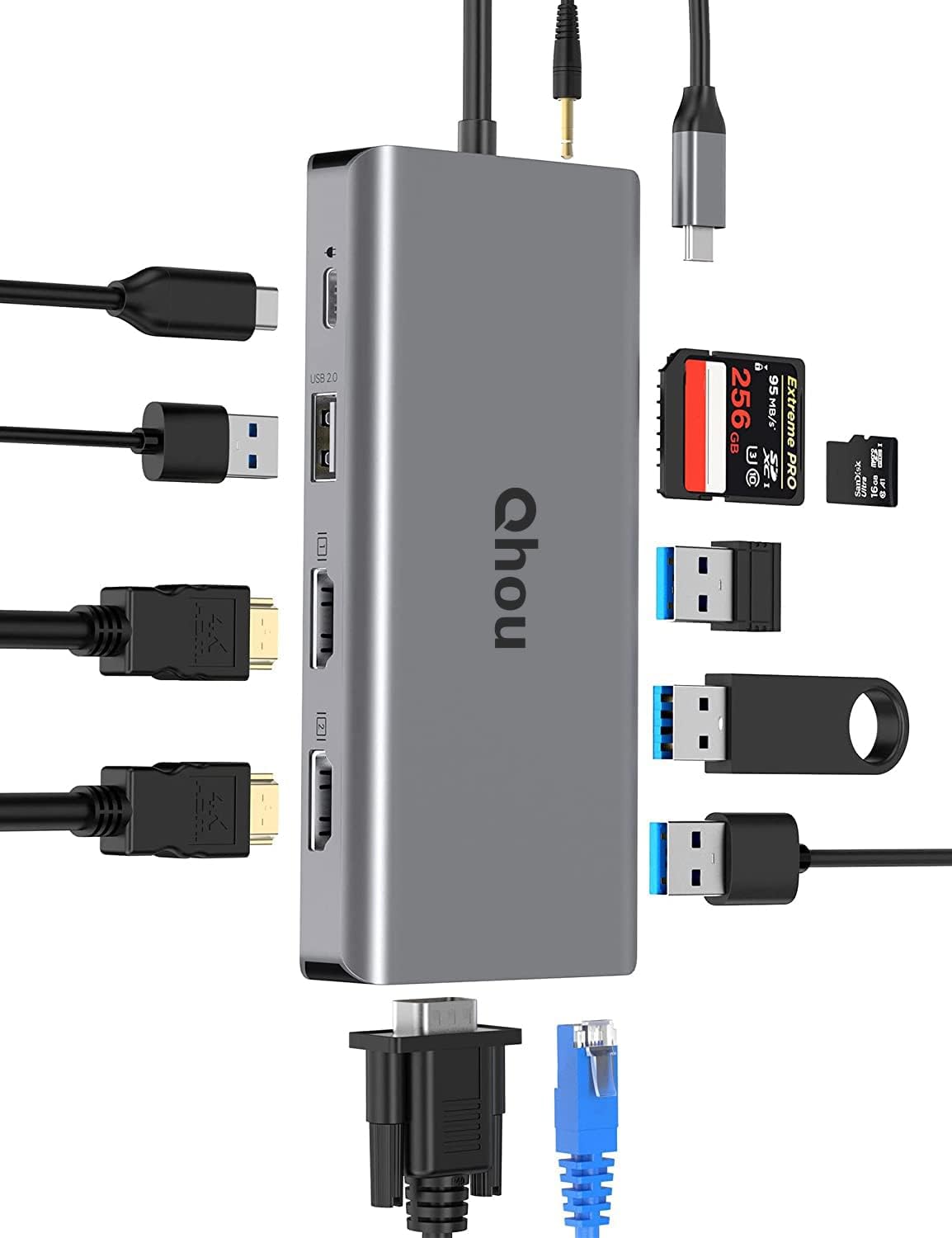 13 in 1 USB C Docking Station Triple Monitor with 4K HDMI I35537