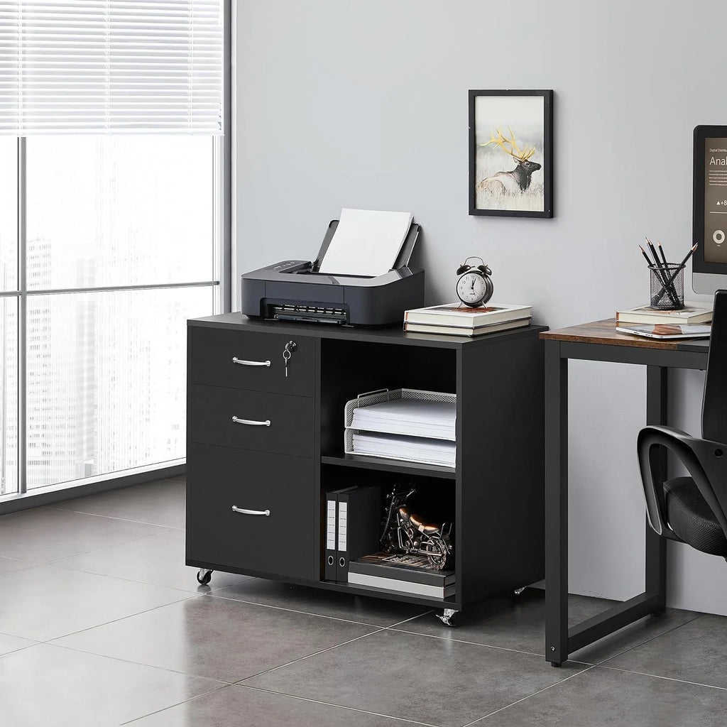 Black 3 Drawer Lateral Filing Cabinet Z7198