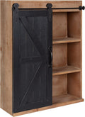 Wood Wall Storage Cabinet with Sliding Barn Door V1150