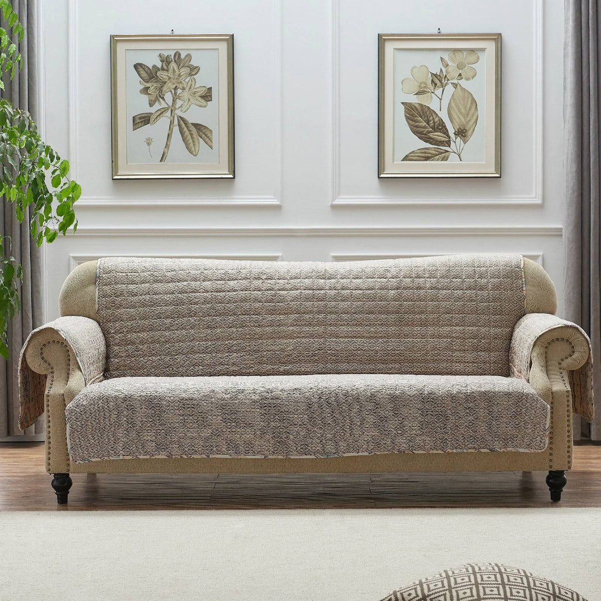 Tan Reversible Sofa Protector H2491