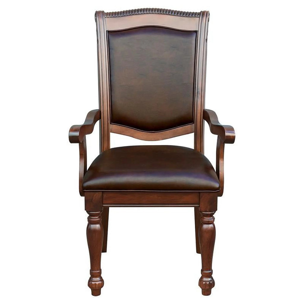 Brown Cherry Wood Dining Arm Chair Set of 2 F1075