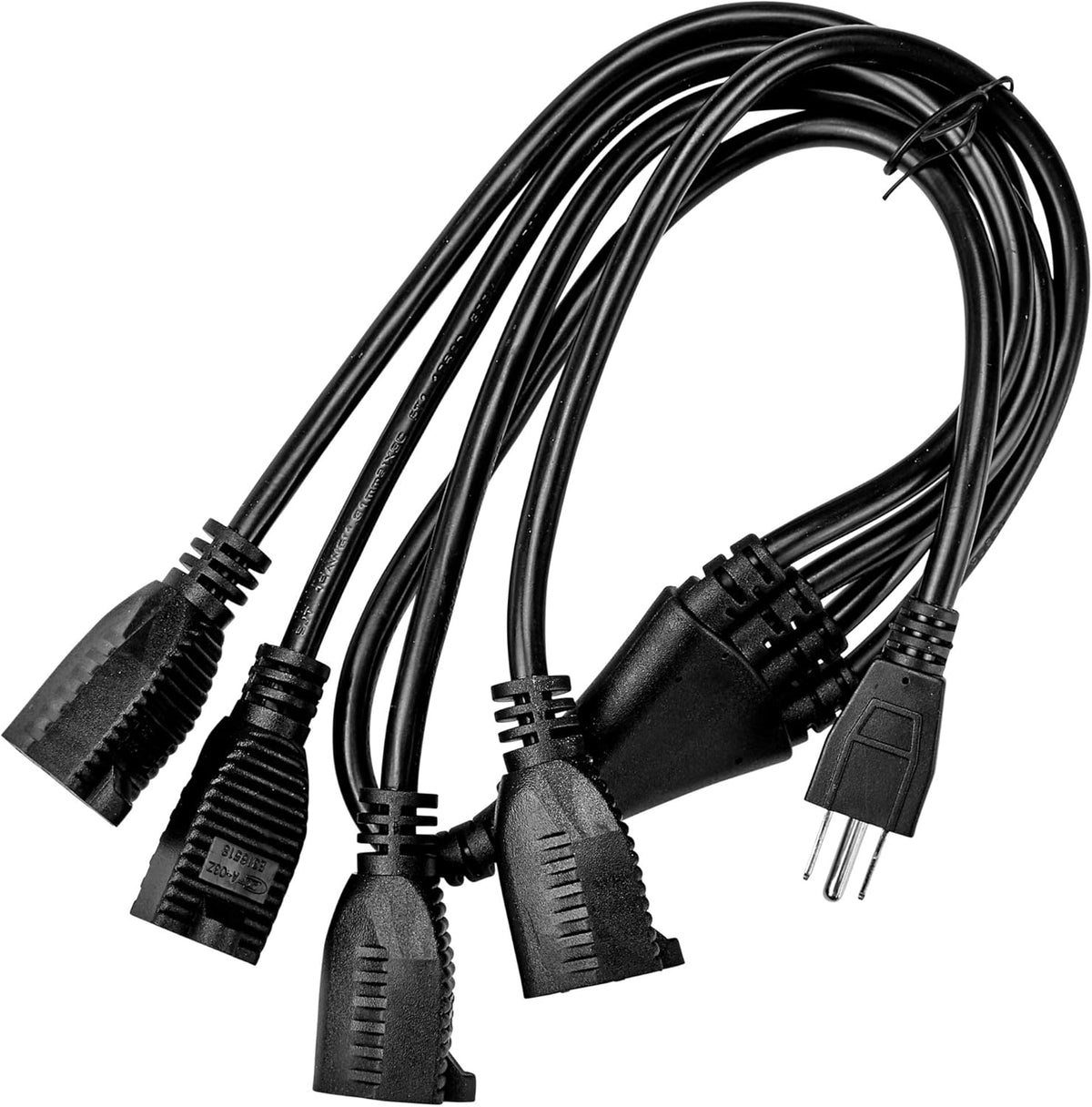 4 Way Power Splitter with 3 Pronged Outlet and Extension Cord, Black, 3 Pack F63844