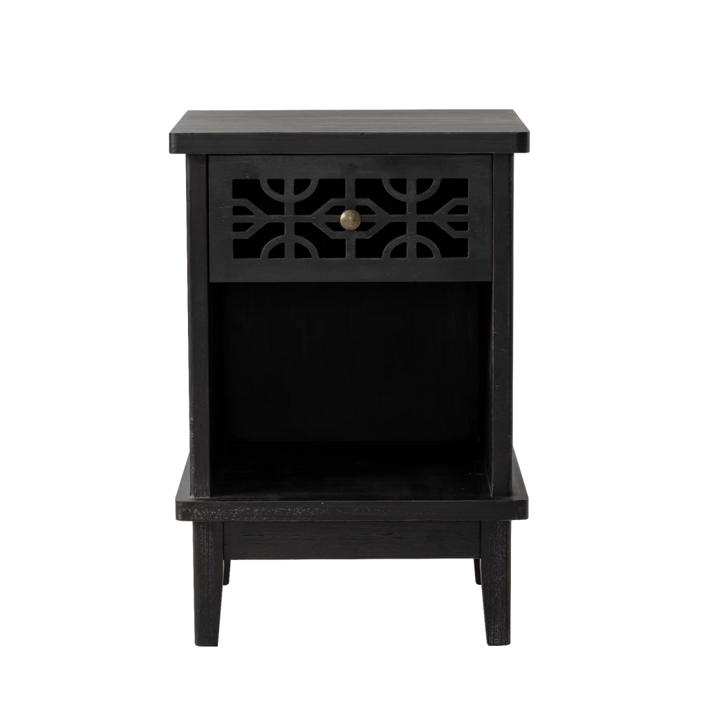 Distressed Black Solid Fir Nightstand O45036
