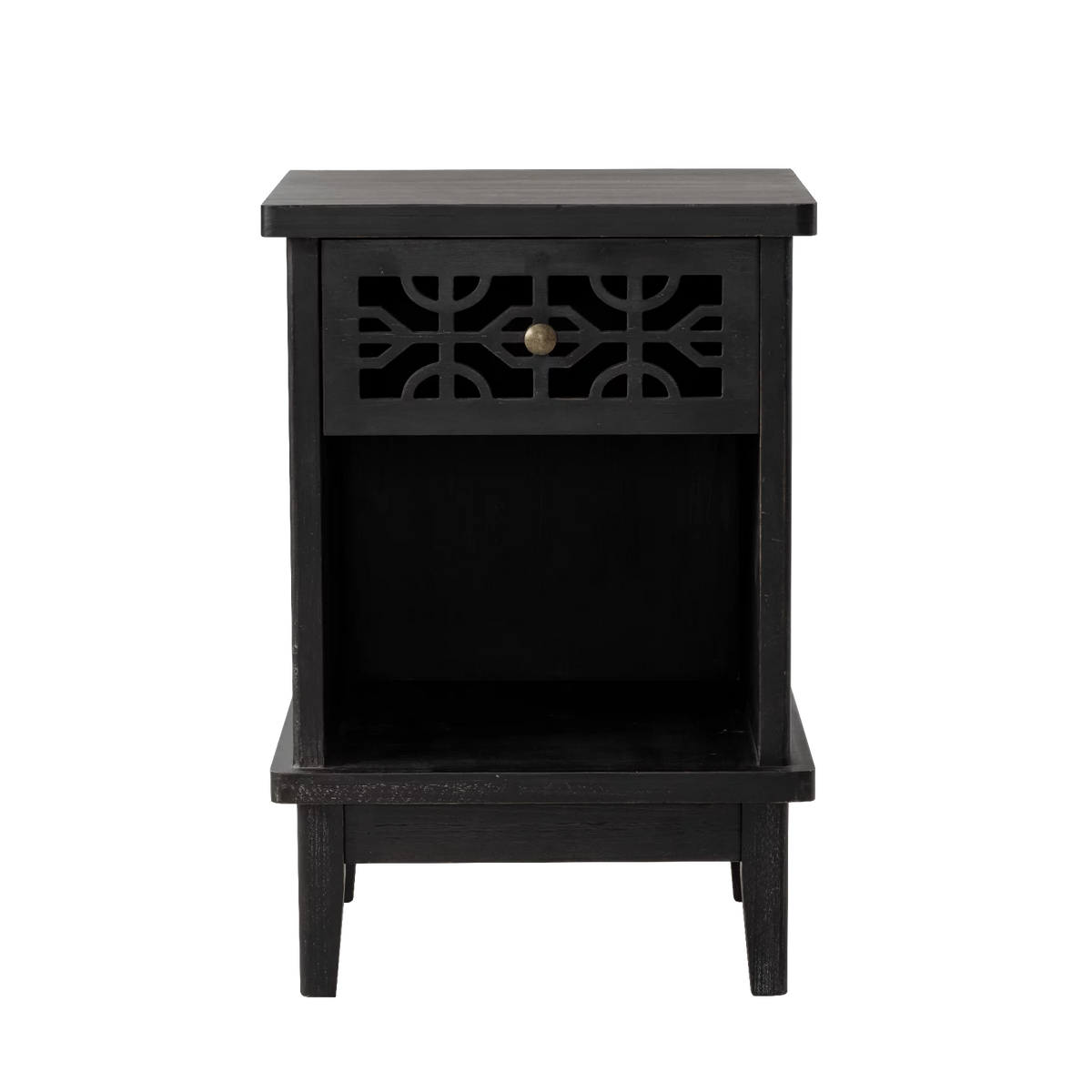 Distressed Black Solid Fir Nightstand O45036