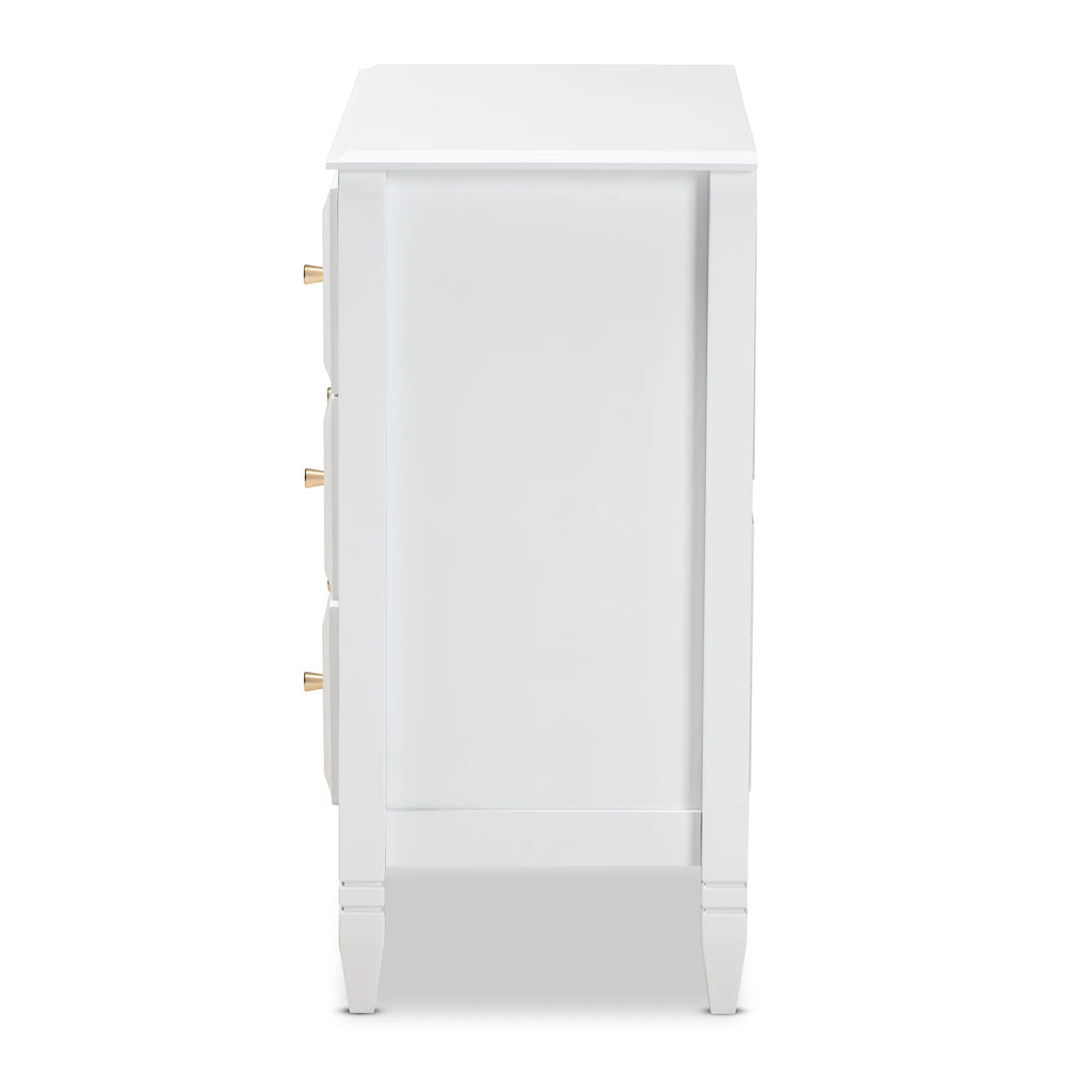 White 3-Drawer Wood Bedroom Chest D133