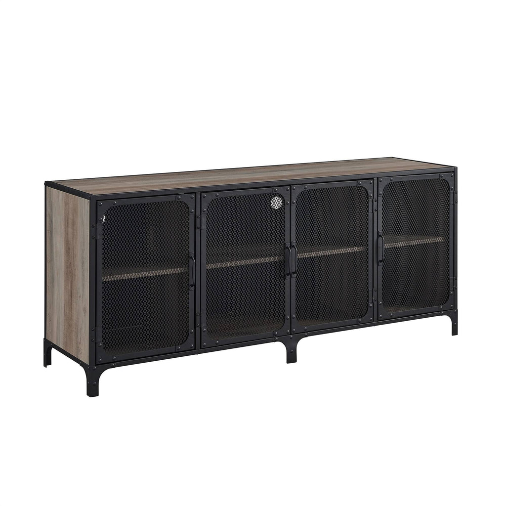 Industrial TV Stand Console Dark Walnut O144813