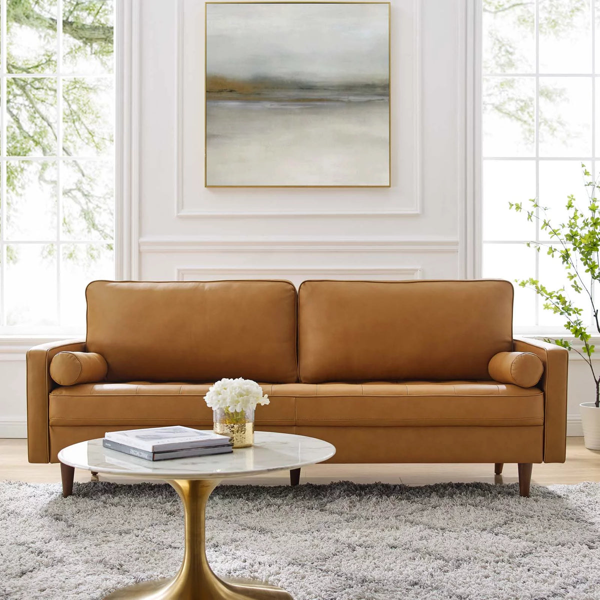 Tan Leather Sofa A34282