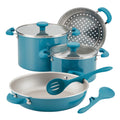 8 Piece Stackable Nonstick Pots and Pans Turquoise Z971567