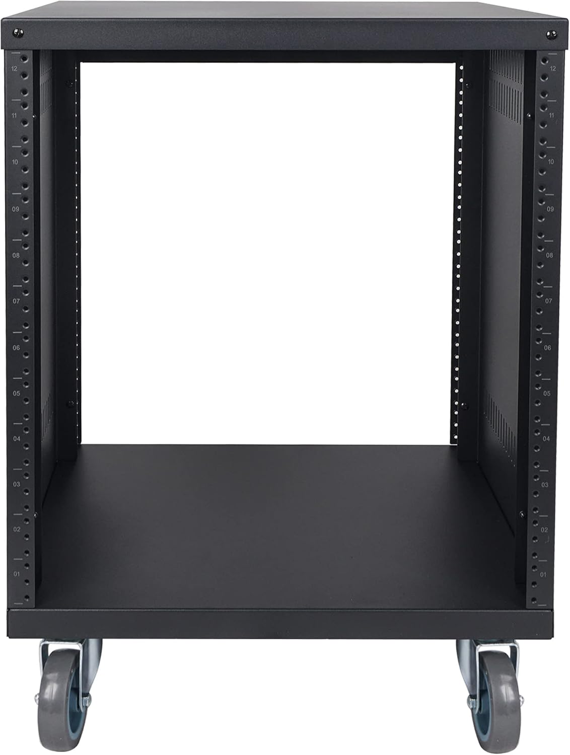 12U Universal Steel Rack with 3 Locking Casters and Vented Side Panels L295679