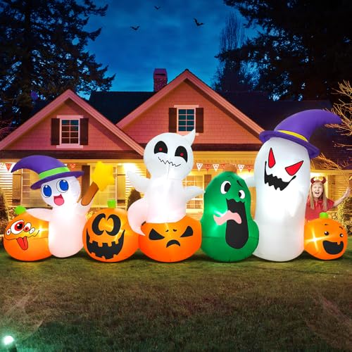 8 FT Inflatable Ghost with Pumpkin Led Light X7557