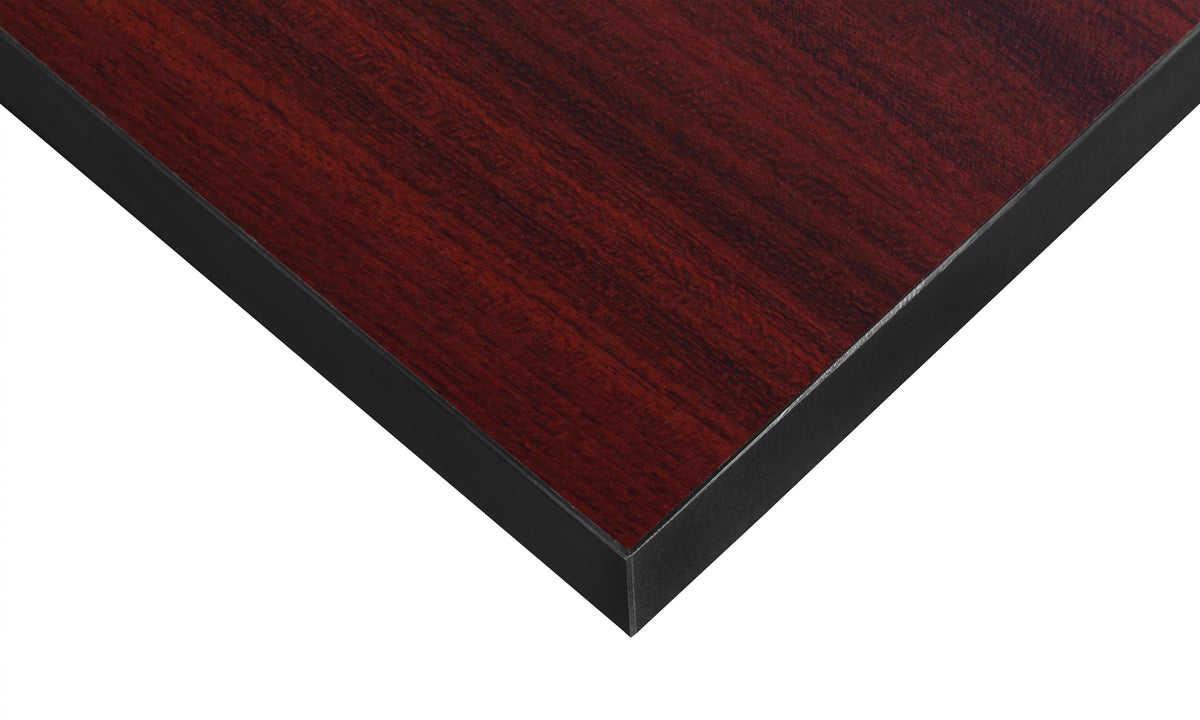 66 x 30 in. Double Laminate Pedestal L-Desk with 48 in. Return, Mahogany & Black F7021