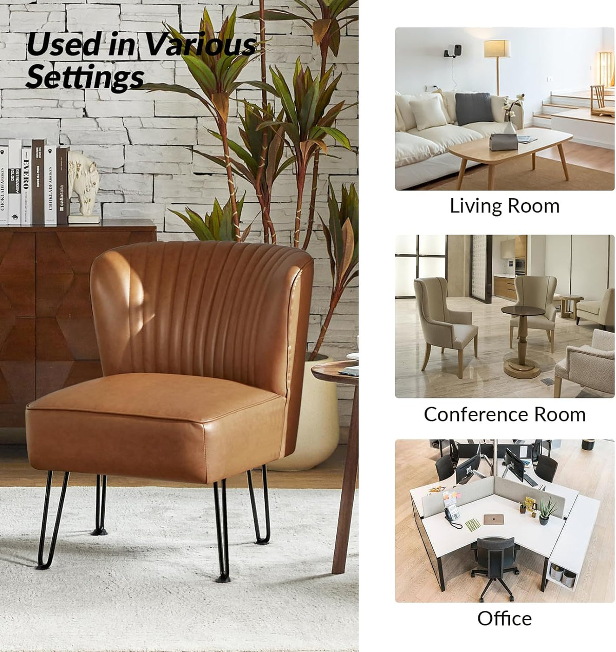 Faux Leather Accent Chairs Set Of 2 With Metal Base Z9895