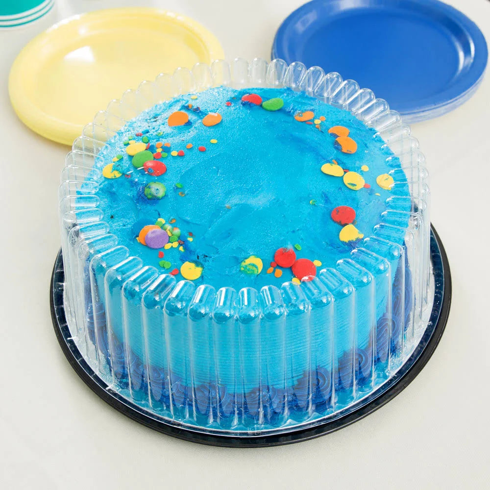 Black 8 inch Cake Display Container with Clear Dome Lid T480