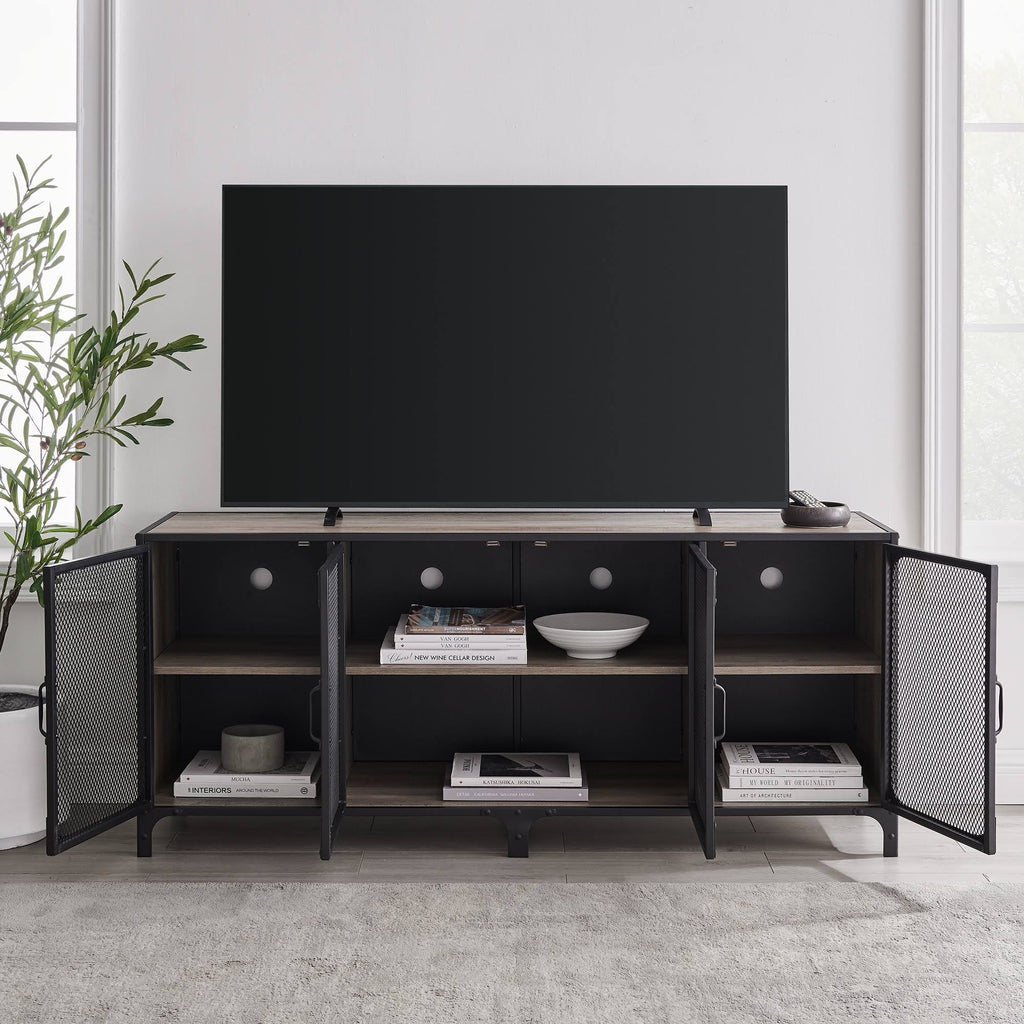 Industrial TV Stand Console Dark Walnut O144813