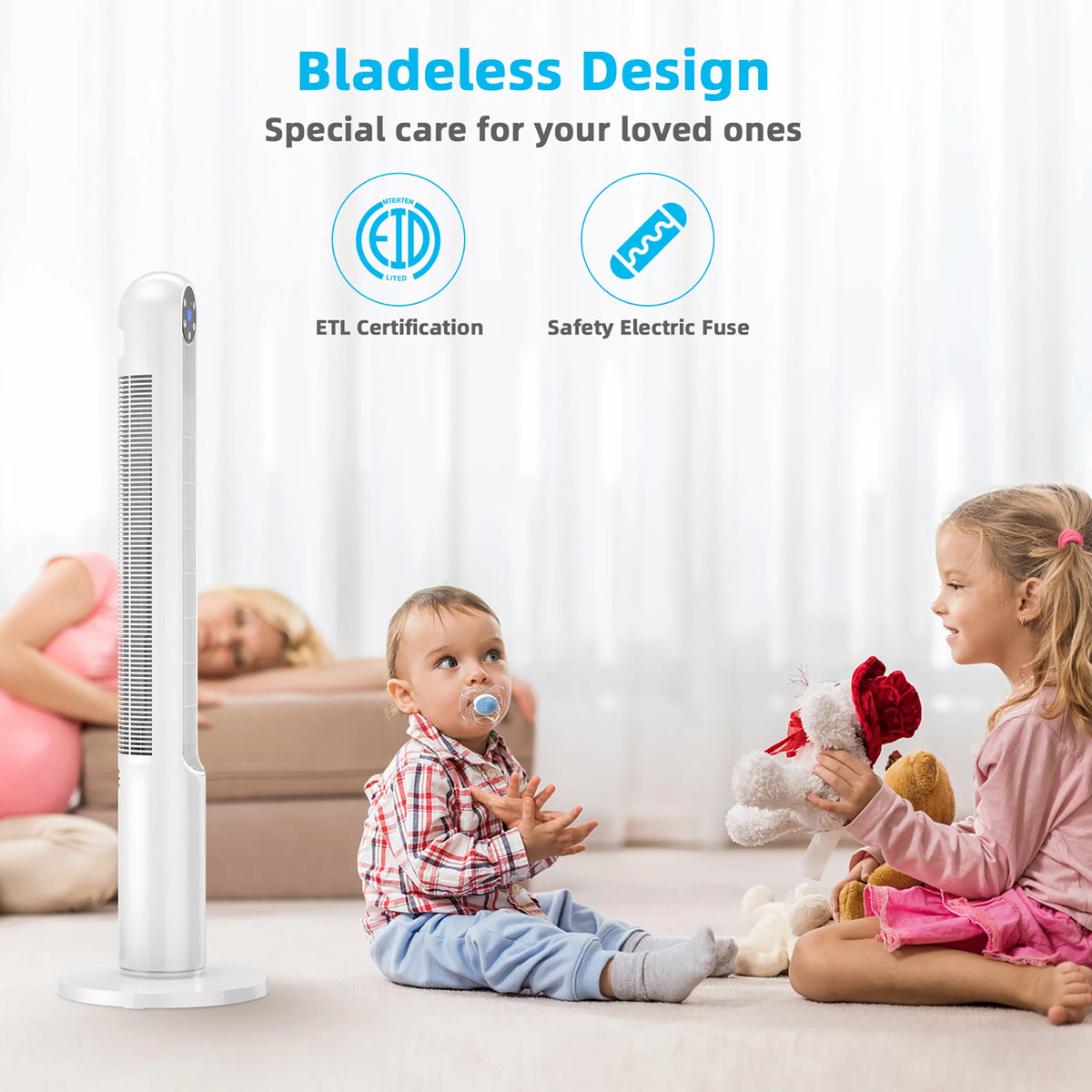 42'' Oscillating Tower Fan with Remote White E2536