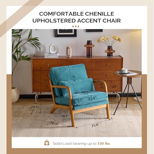 Cream Chenille Accent Chair with Cushion & Lumbar Pillow W595