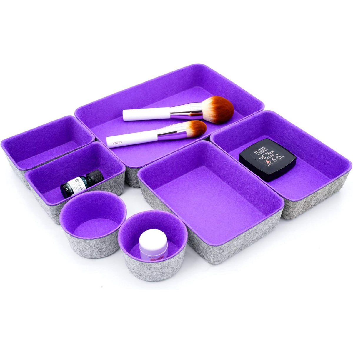 7-Piece Beige Felt Drawer Organizers A140