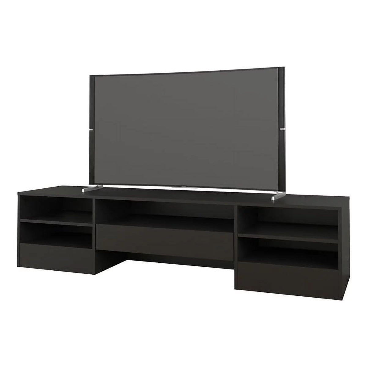 Rustic Wood TV Stand with 1 Drawer in Black D346773