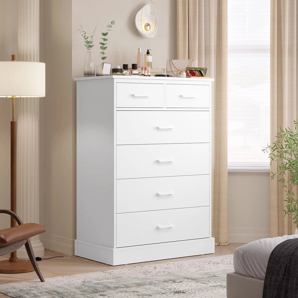 Black 6 Drawer Wood Dresser J21905