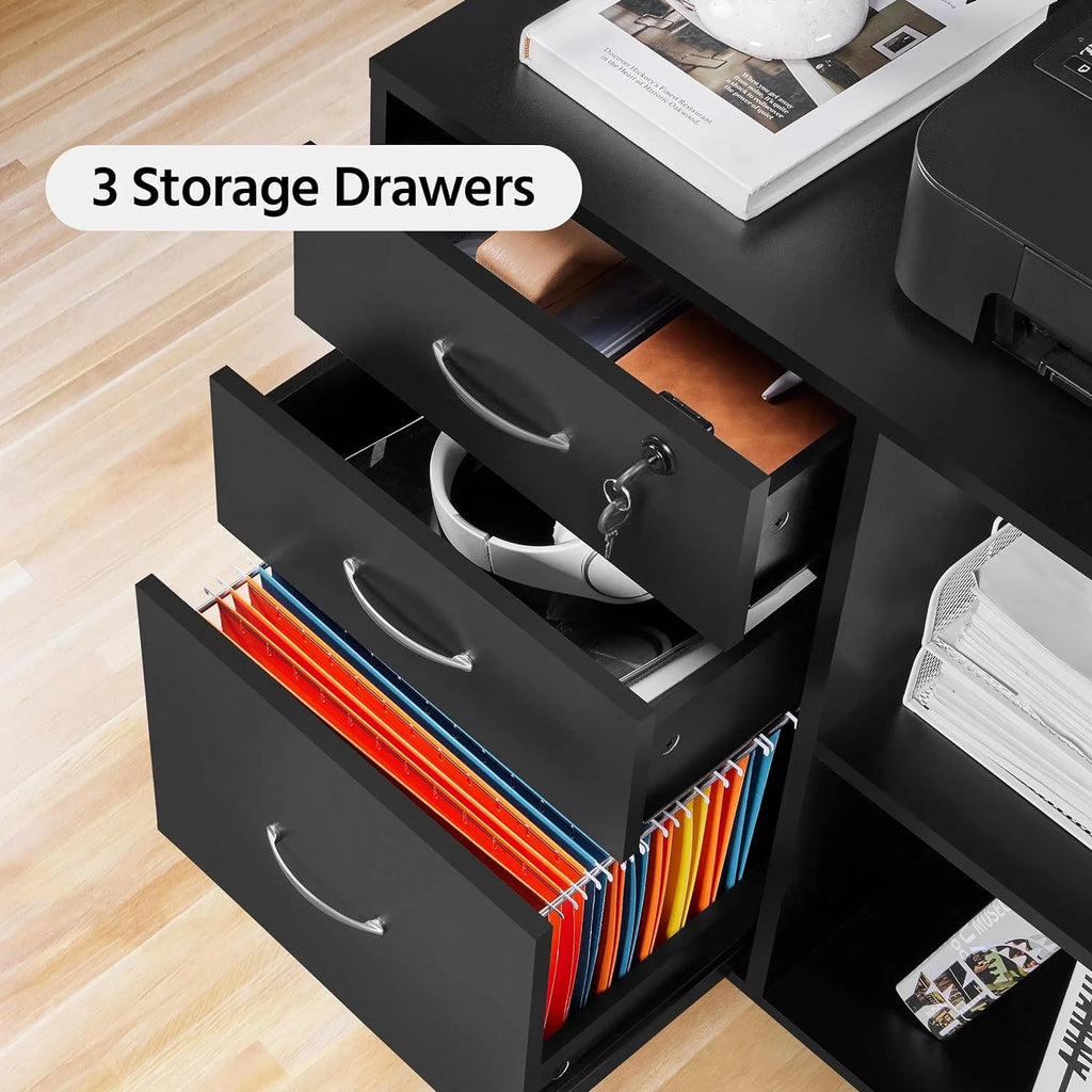 Black 3 Drawer Lateral Filing Cabinet Z7198