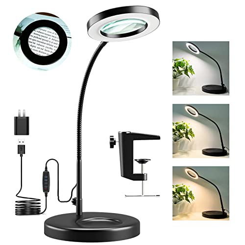 10X Magnifying Glass with Light and Stand, White T993