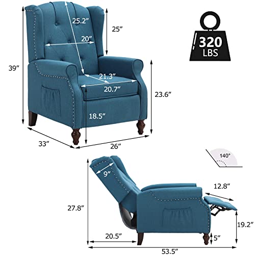 Tufted Fabric Pushback Recliner Chair with Remote Control Q16885