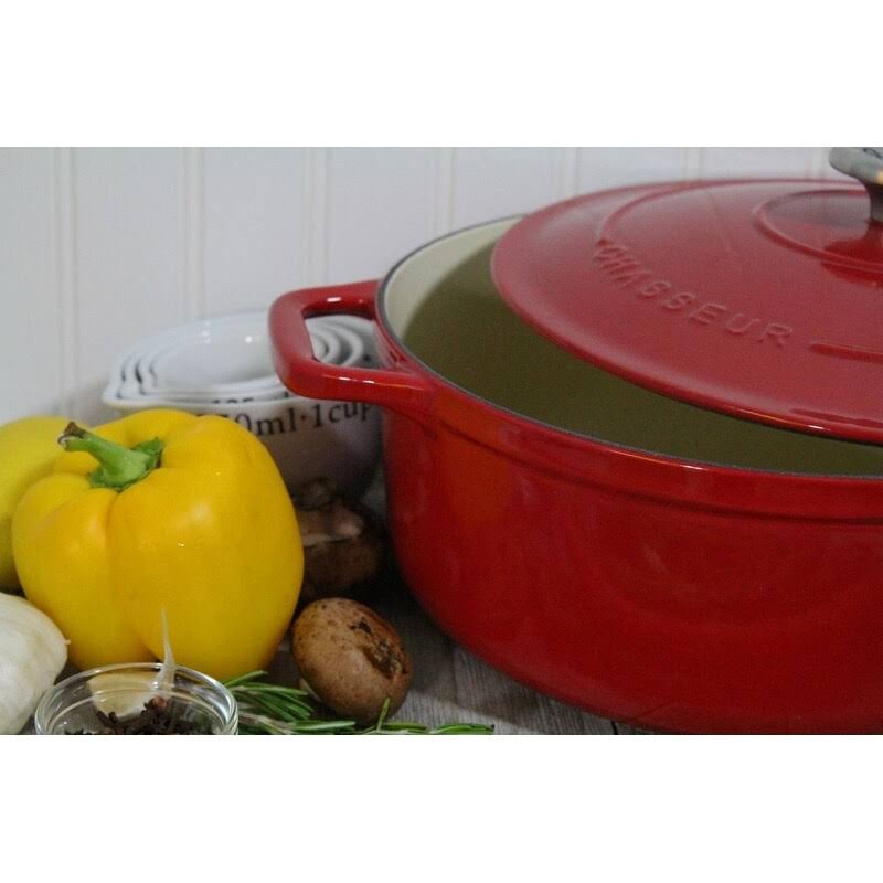 5.5-Quart Red Enameled Cast Iron Round Dutch Oven Z4846