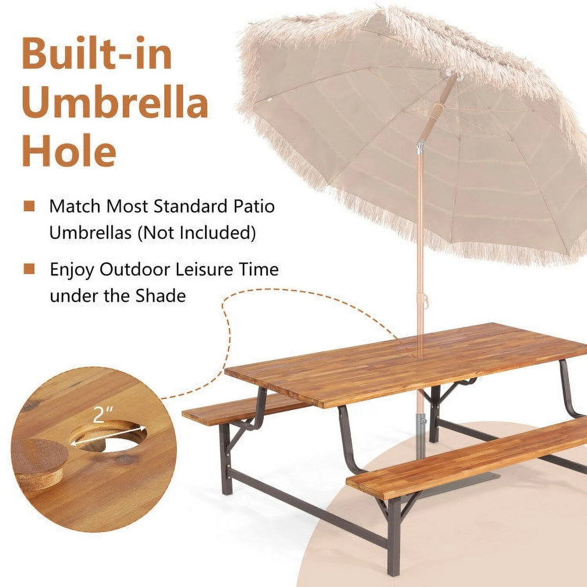 6-Person Outdoor Picnic Table and Bench Set K83878