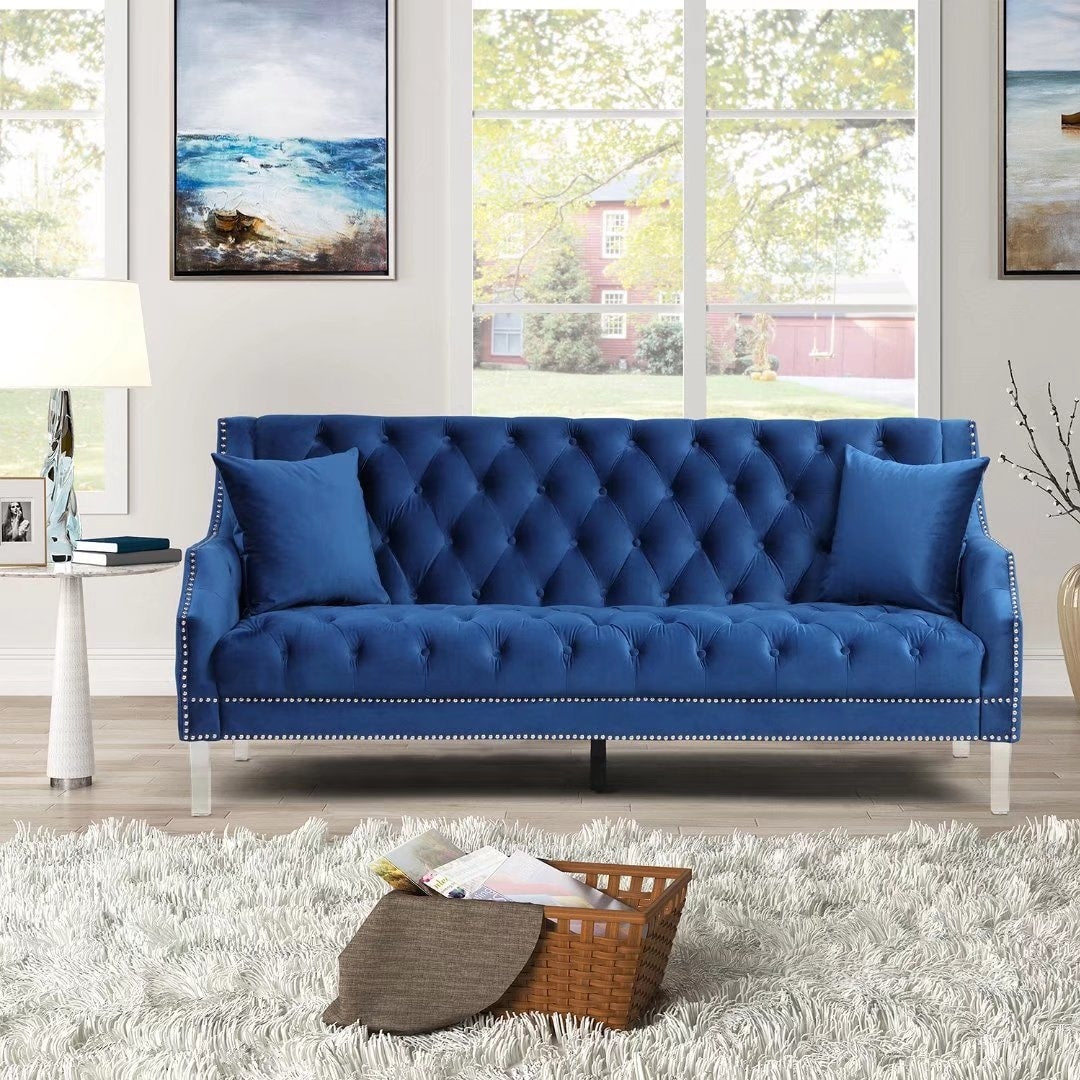 Grey Dutch Velvet Sofa with Acrylic Legs C883