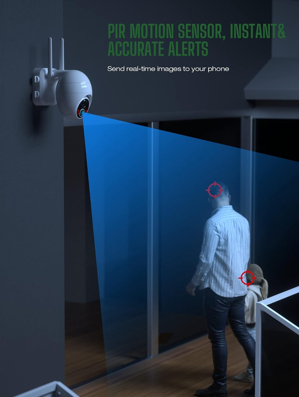 Wireless Outdoor Security Camera, 360° PTZ 1080P Night Vision B597