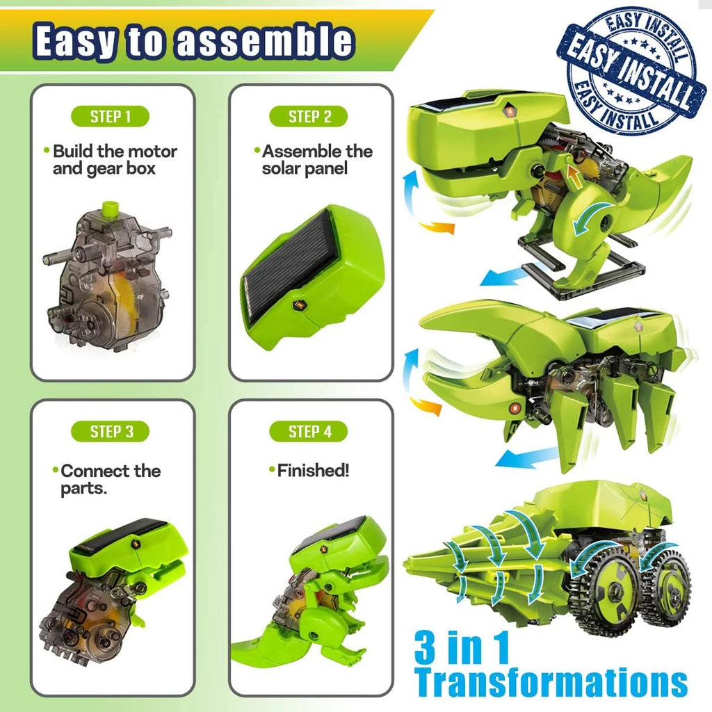 STEM Robots Building Educational Toys Science Kit 3 in 1 Solar Dinosaur Desk Robot I9533