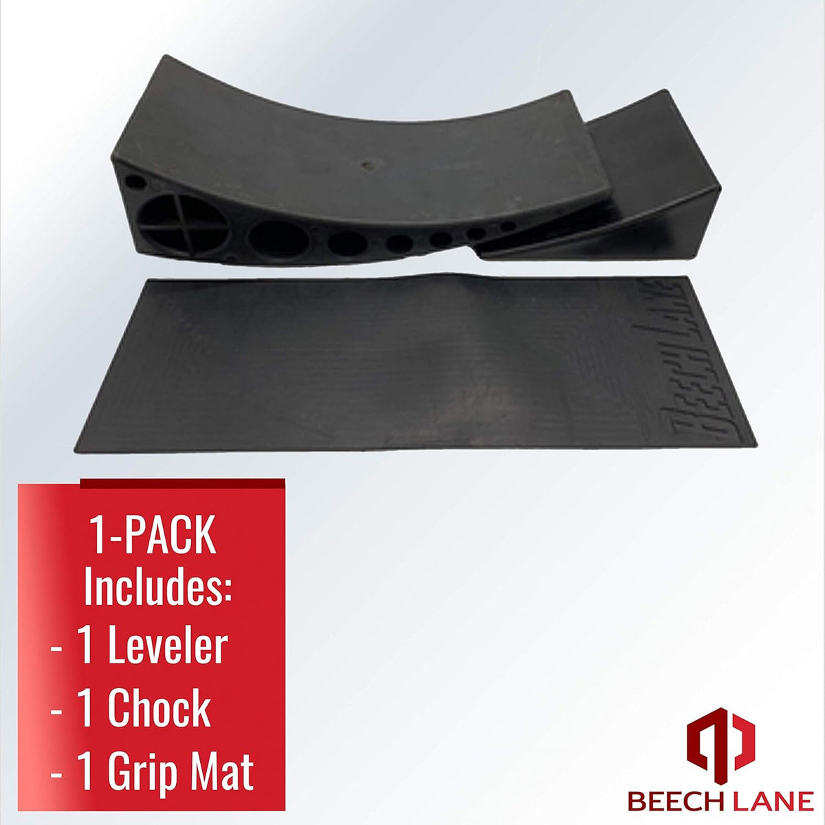 Camper Leveler 1 Pack with Curved Leveler, Chock, and Rubber Grip Mat L9156