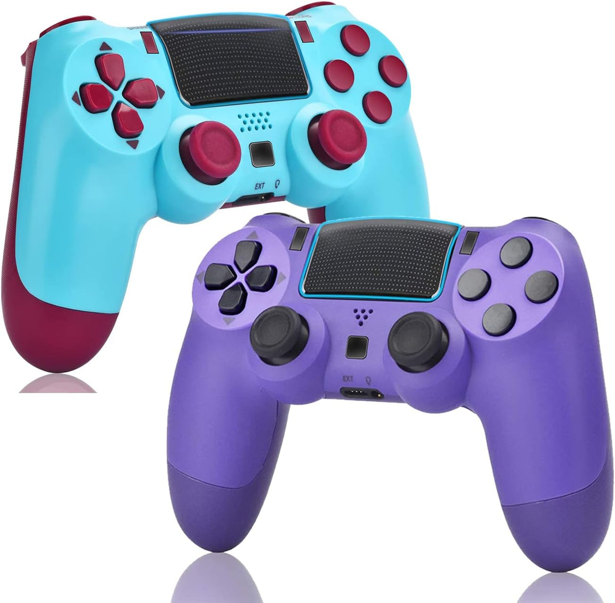 2 Pack Wireless Game Controller for PS4 (Transparent White Blue) D391801