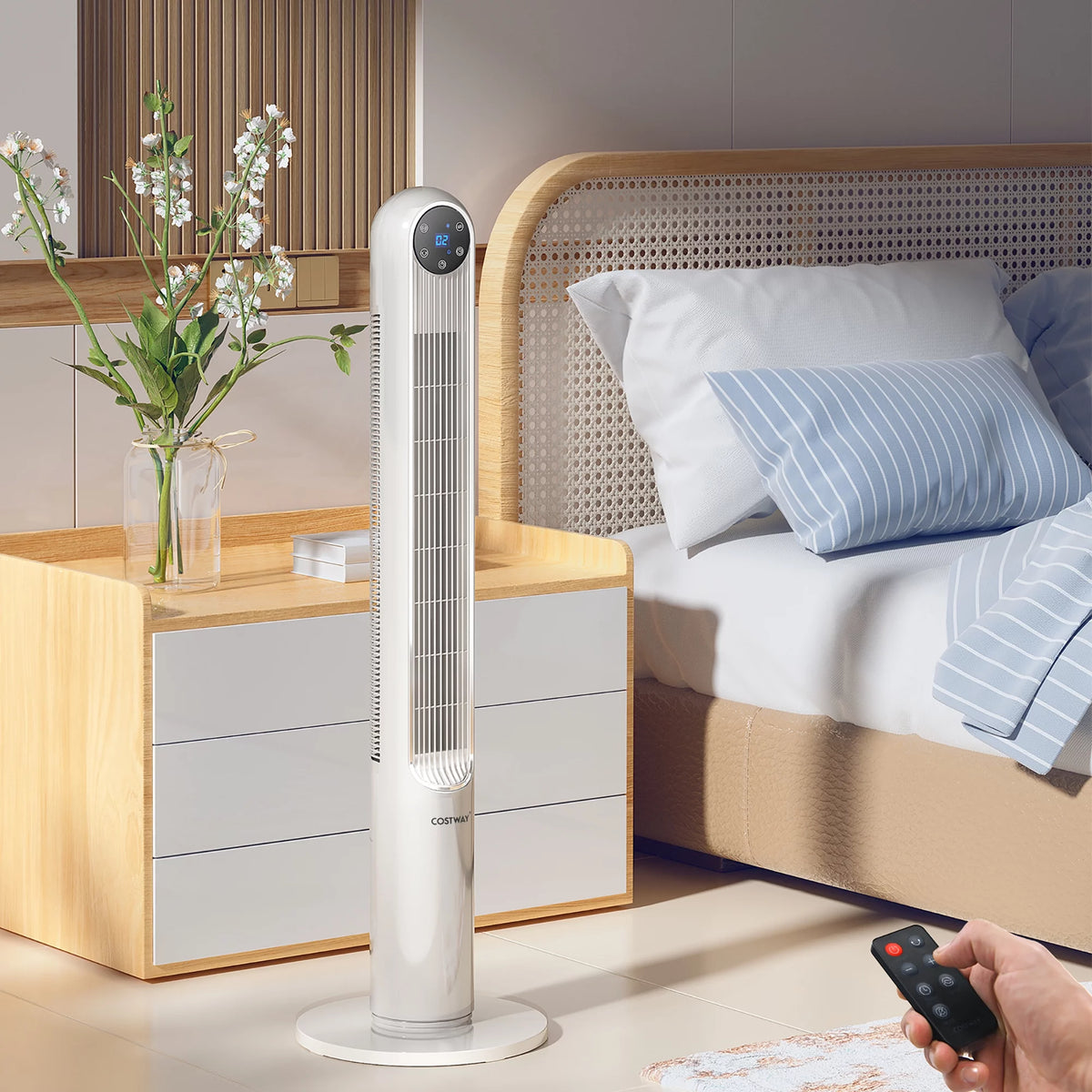 42'' Oscillating Tower Fan with Remote White E2536