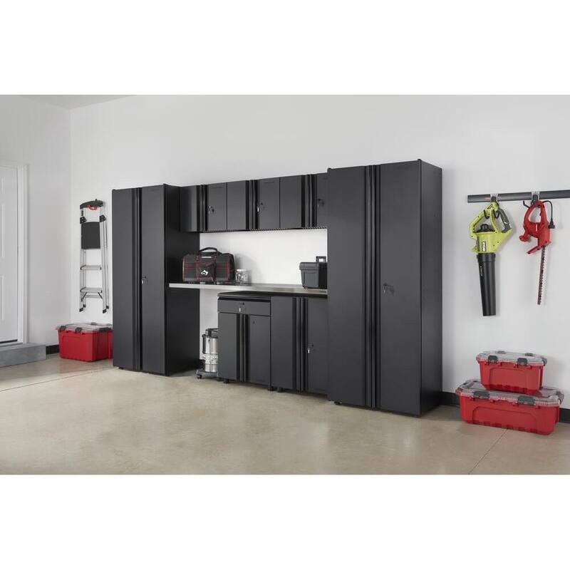 8 Piece Welded Steel Garage Storage System in Black C91815