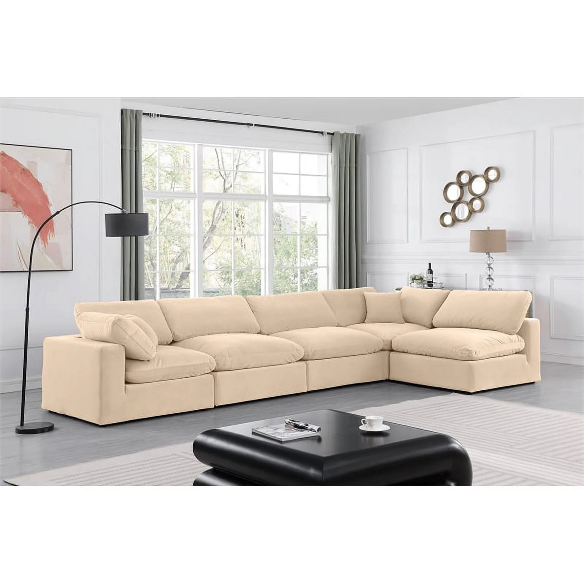 Beige Velvet Modular Sectional R268295