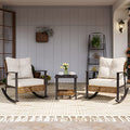 3-Piece Rocking Bistro Set with Thick Cushions and 2-Tier Coffee Table C49992