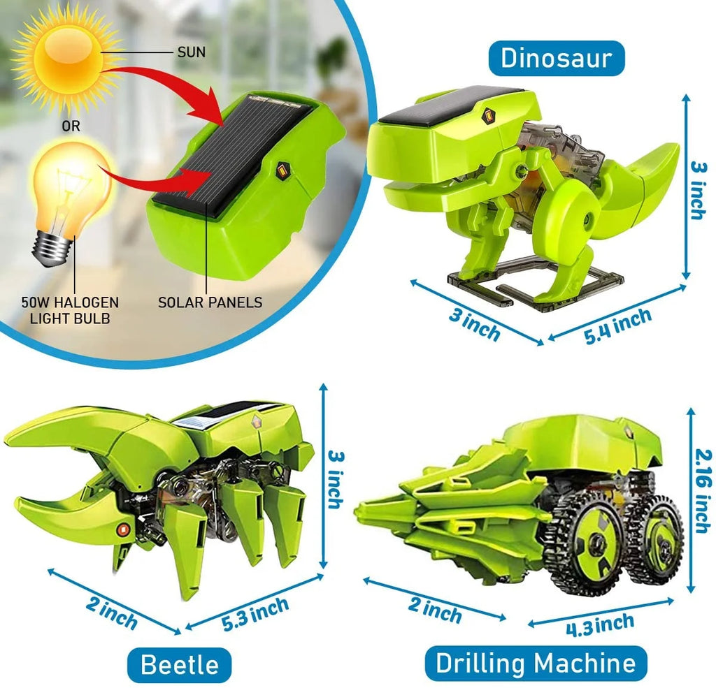 STEM Robots Building Educational Toys Science Kit 3 in 1 Solar Dinosaur Desk Robot I9533