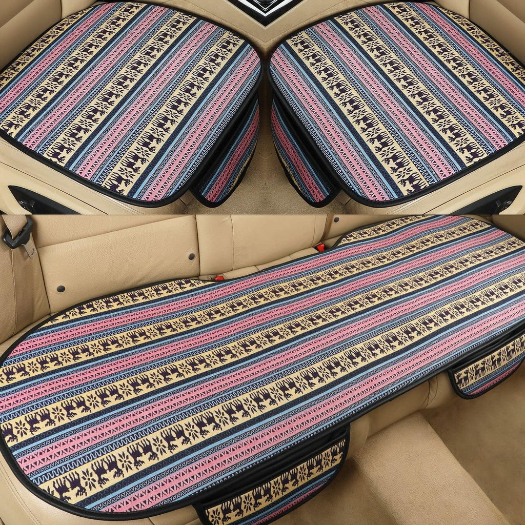 3 Packs Houndstooth Fabric Bottom Car Seat Covers with Rear Bench Seat Cover D4763