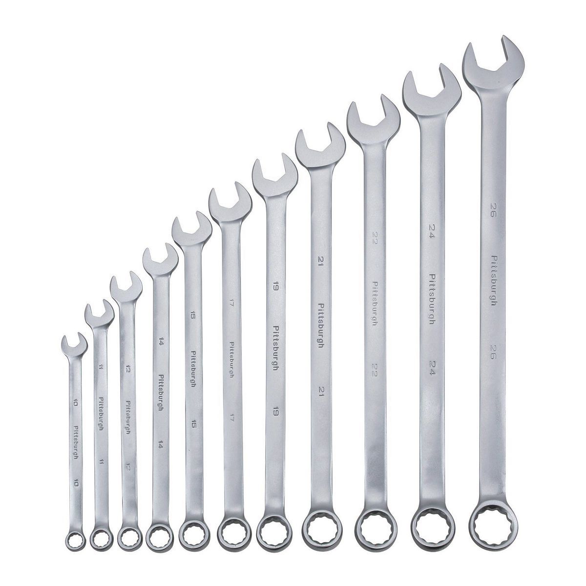 Long Handle Metric Combination Wrench Set, 11 Piece N38359