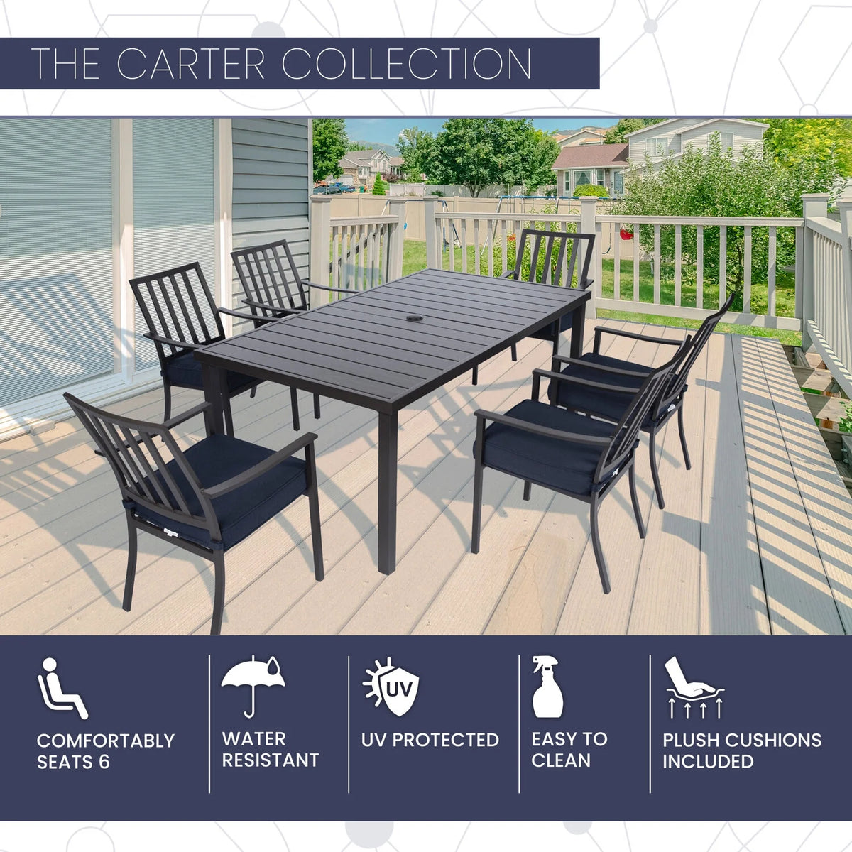 7-Piece Aluminum Patio Dining Set with 6 Chairs and Table P864031