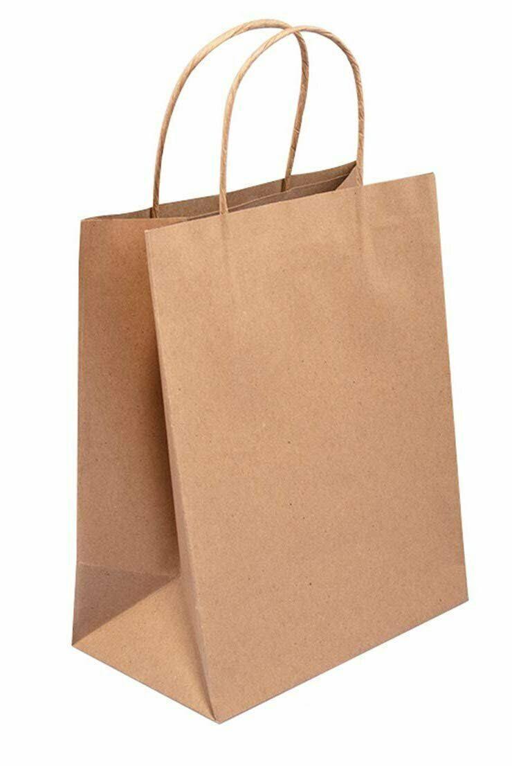 250 Brown Kraft Paper Shopping Bags 8 x 4.75 x 10.5 Y629666