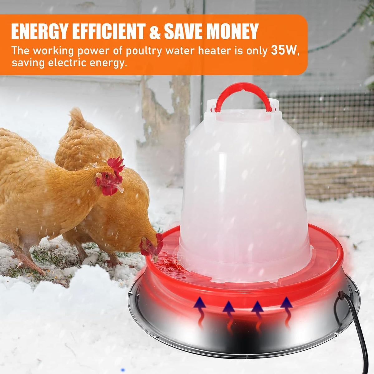 12 Inch 5 Gallons Poultry Drinker Heater Base with Thermostat and Power Cord M275462