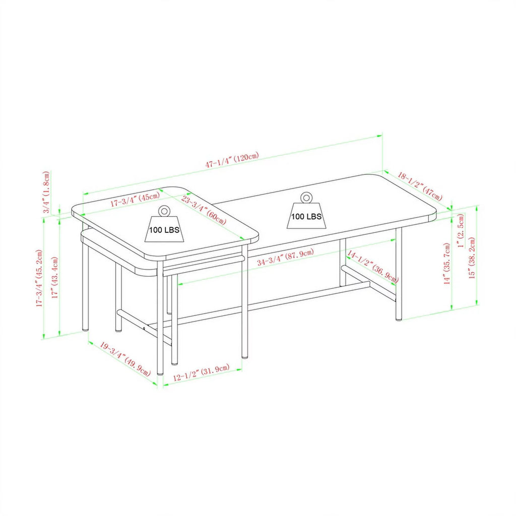 2-Piece Wood Nesting Coffee Table T682