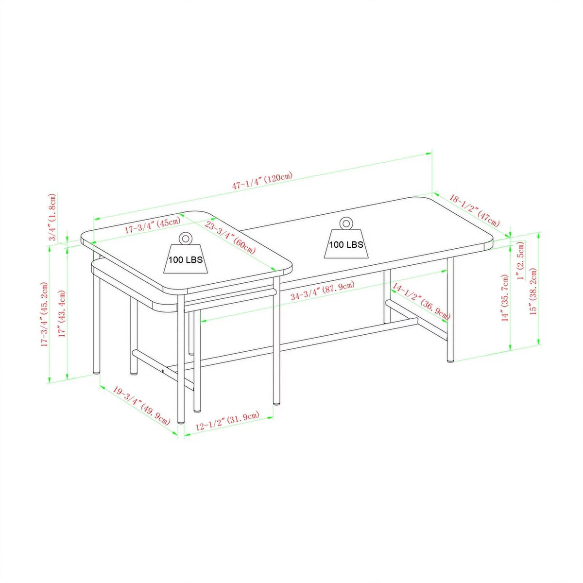 2-Piece Wood Nesting Coffee Table T682