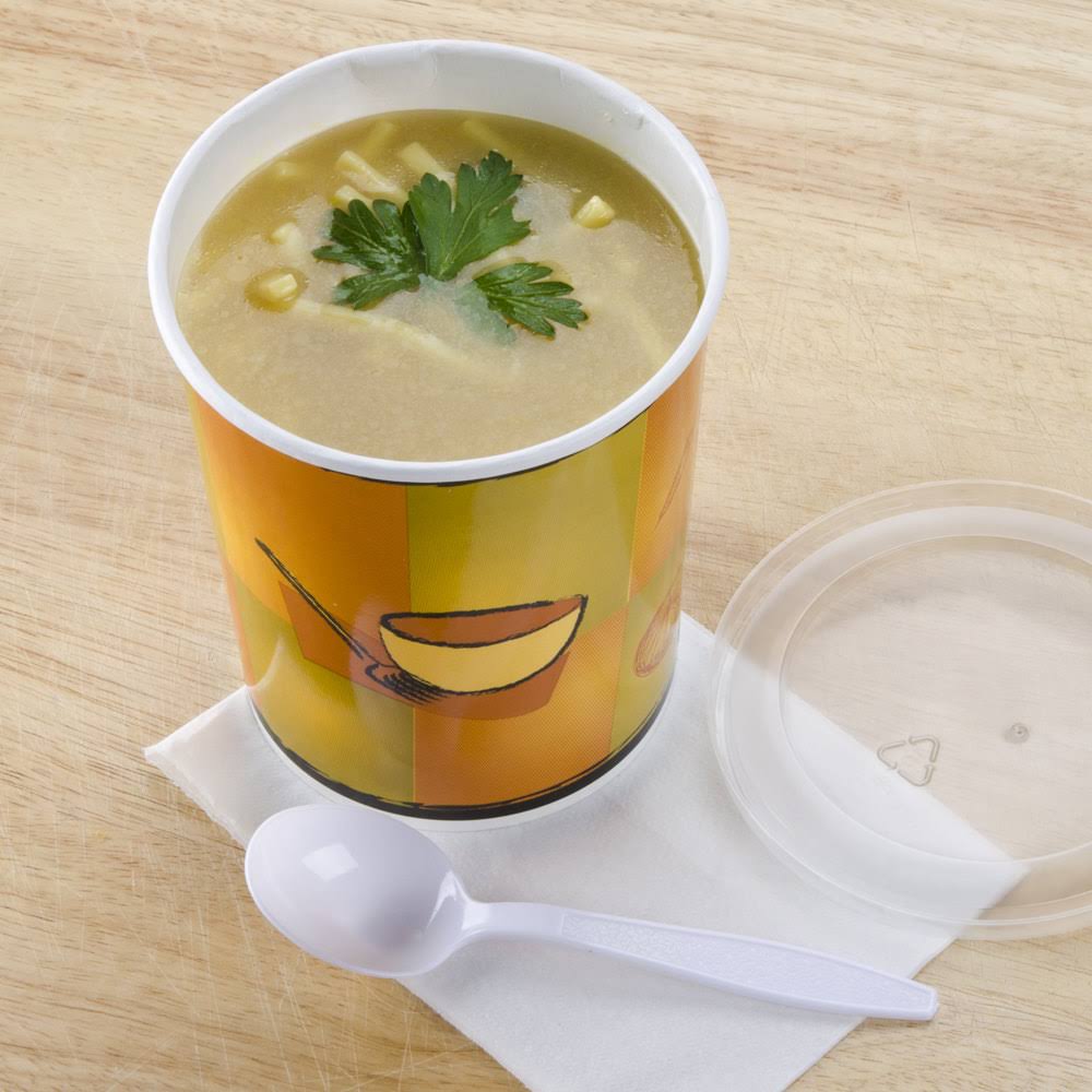 32 oz Double-Wall Poly Paper Soup Cup with Plastic Lid - 250/Case U12546